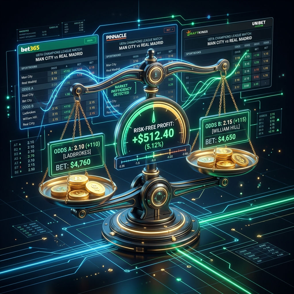 Premium digital rendering demonstrating balance between numeric sportsbook odds and risk-free yield
