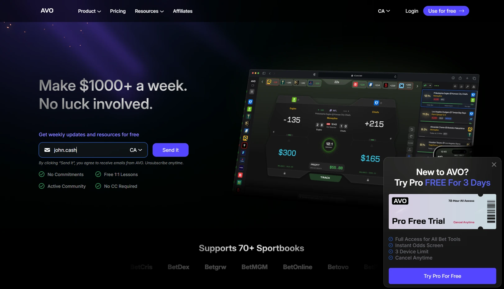 Interactive operational interface breakdown of Avo.bet
