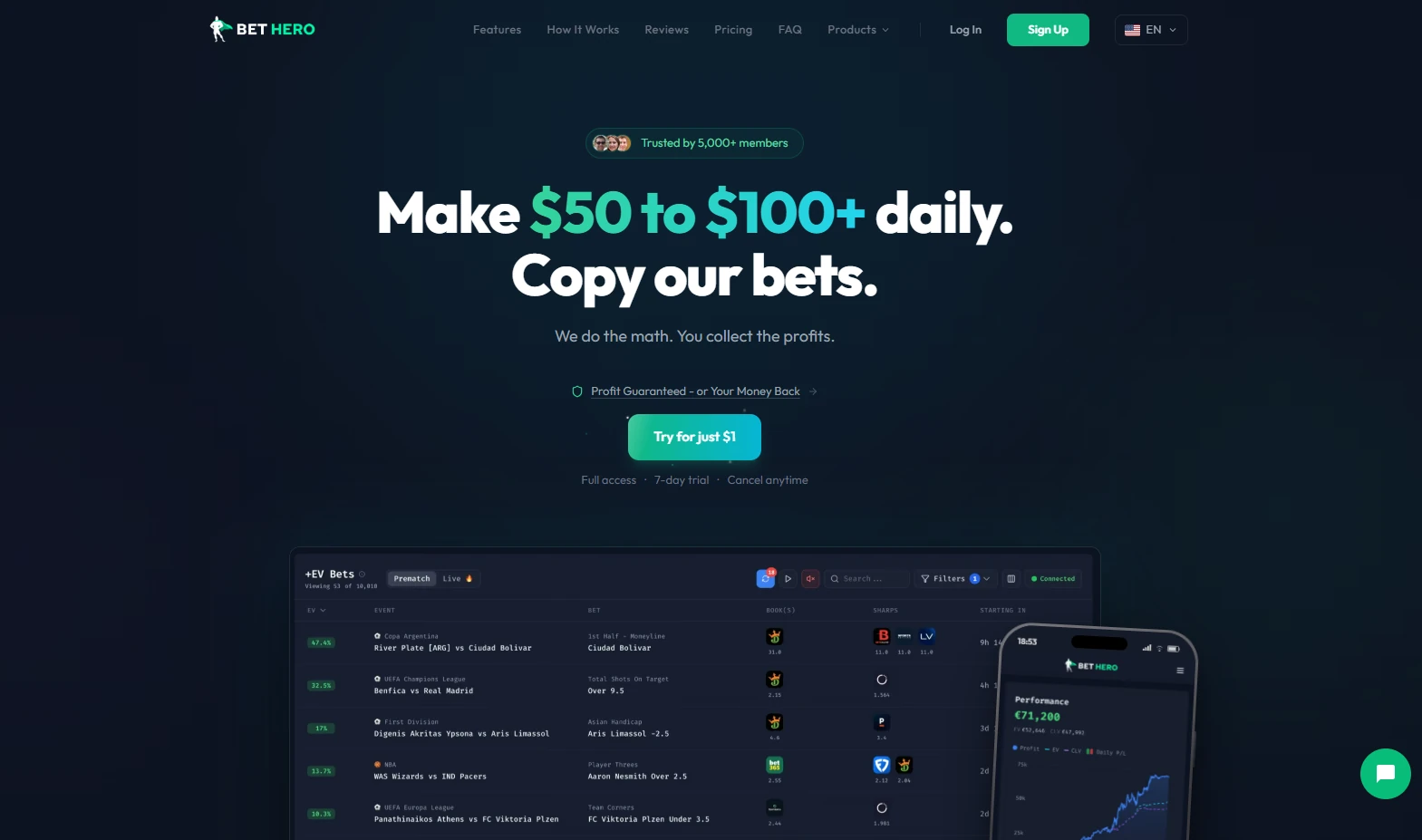 Bet Hero platform cover — next-gen +EV and arbitrage sports betting scanner