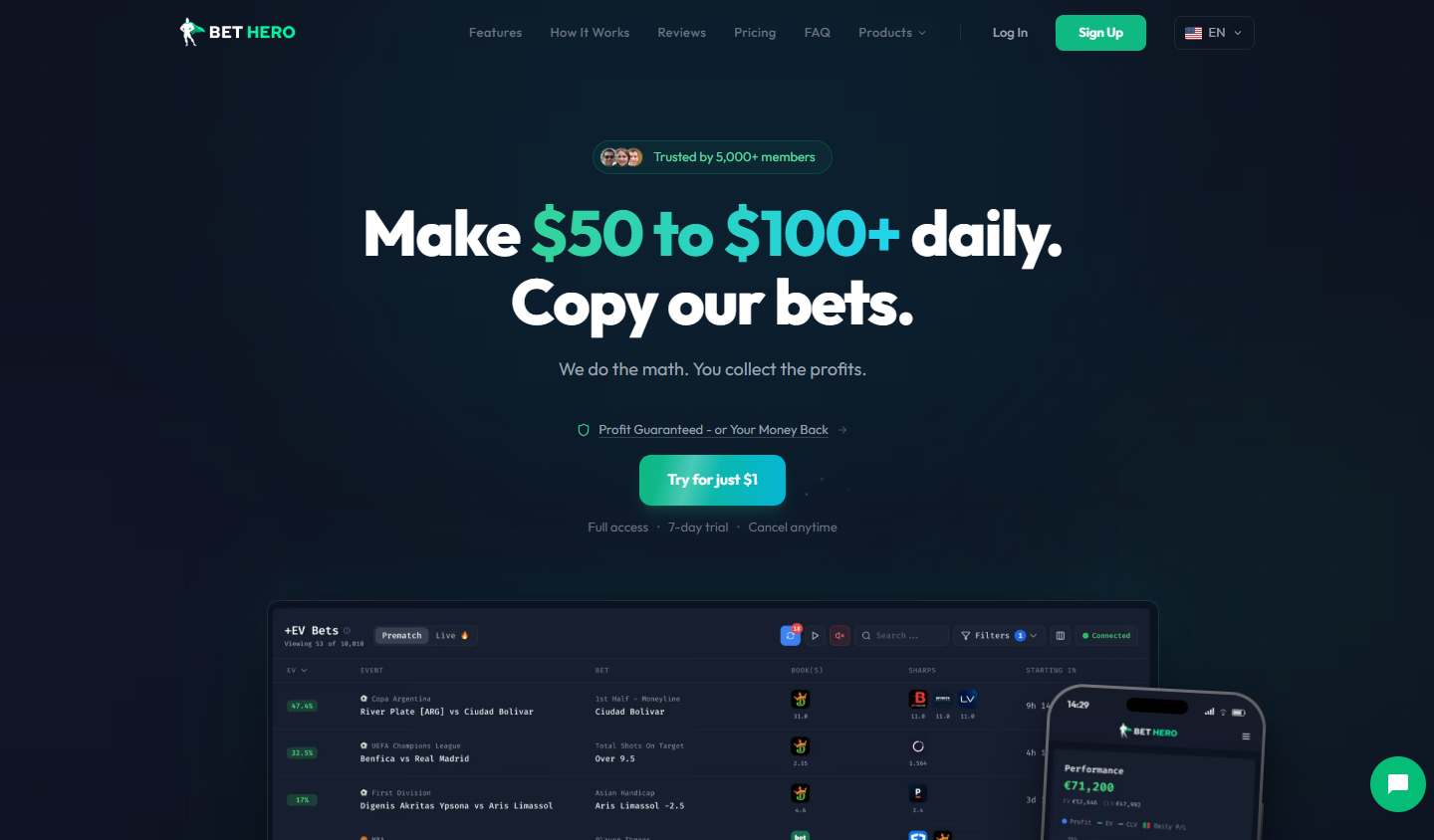 Bet Hero platform cover — next-gen +EV and arbitrage sports betting scanner overview
