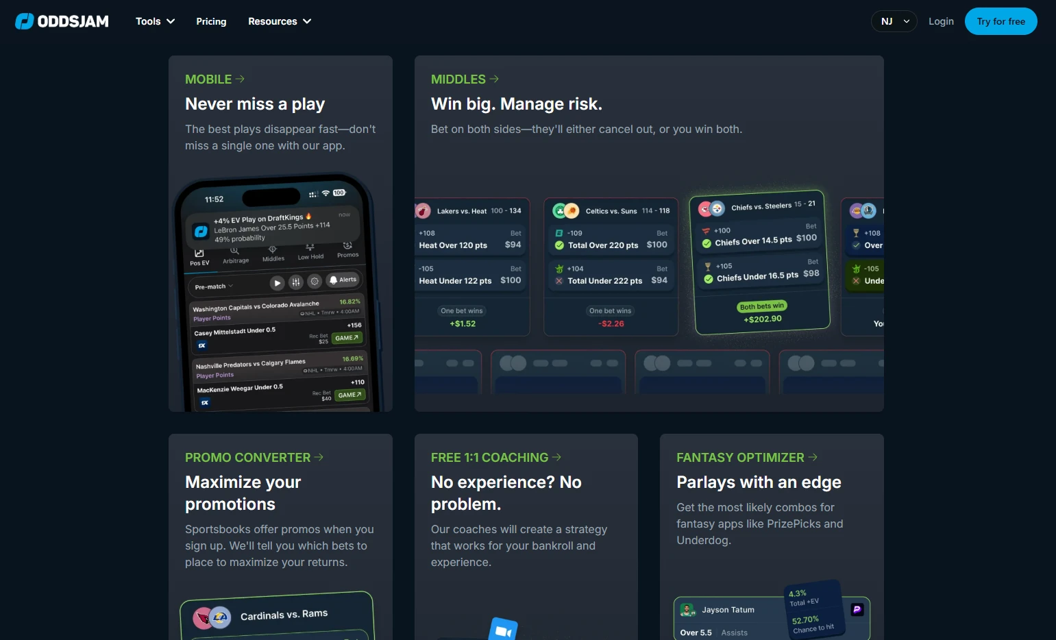 OddsJam platform overview � the most comprehensive US sports betting tool