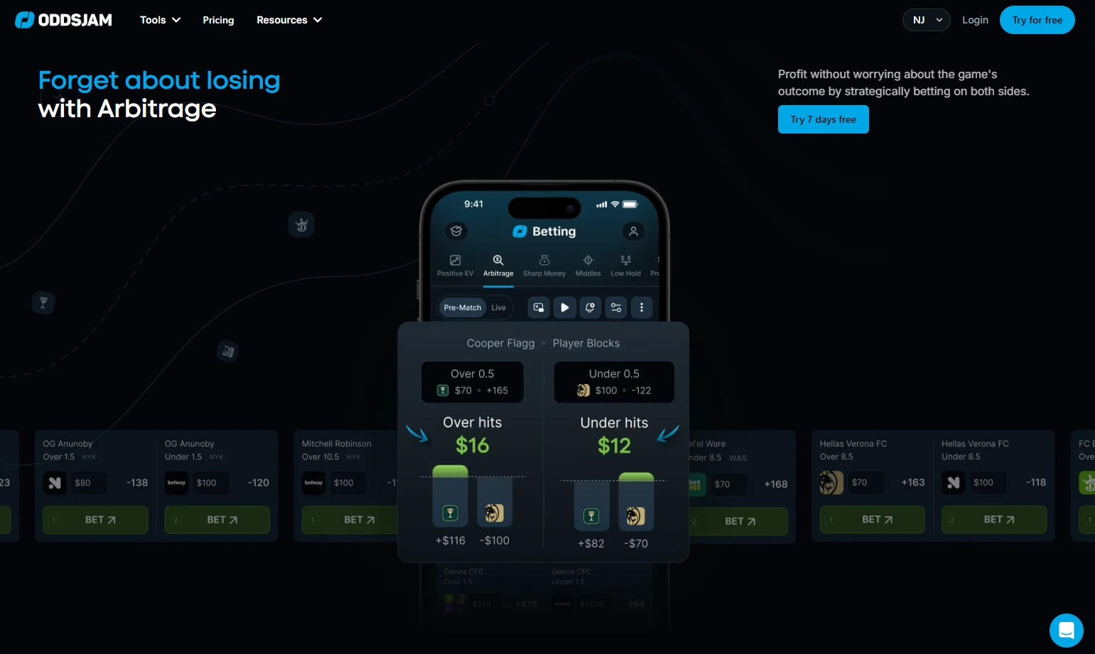 OddsJam pricing plans � Starter, Pro and Premium tiers compared