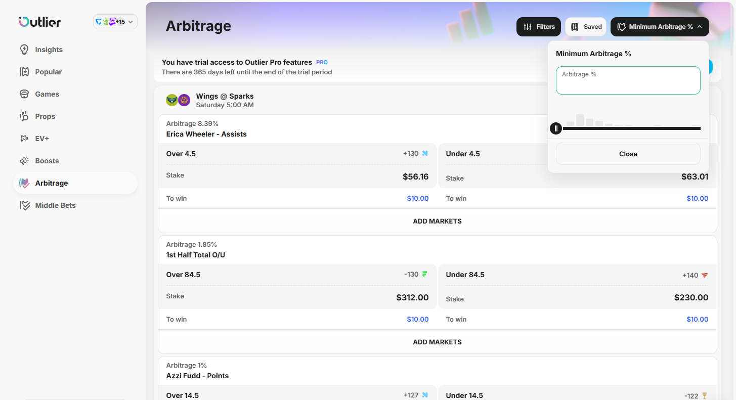 Outlier Arbitrage Interface
