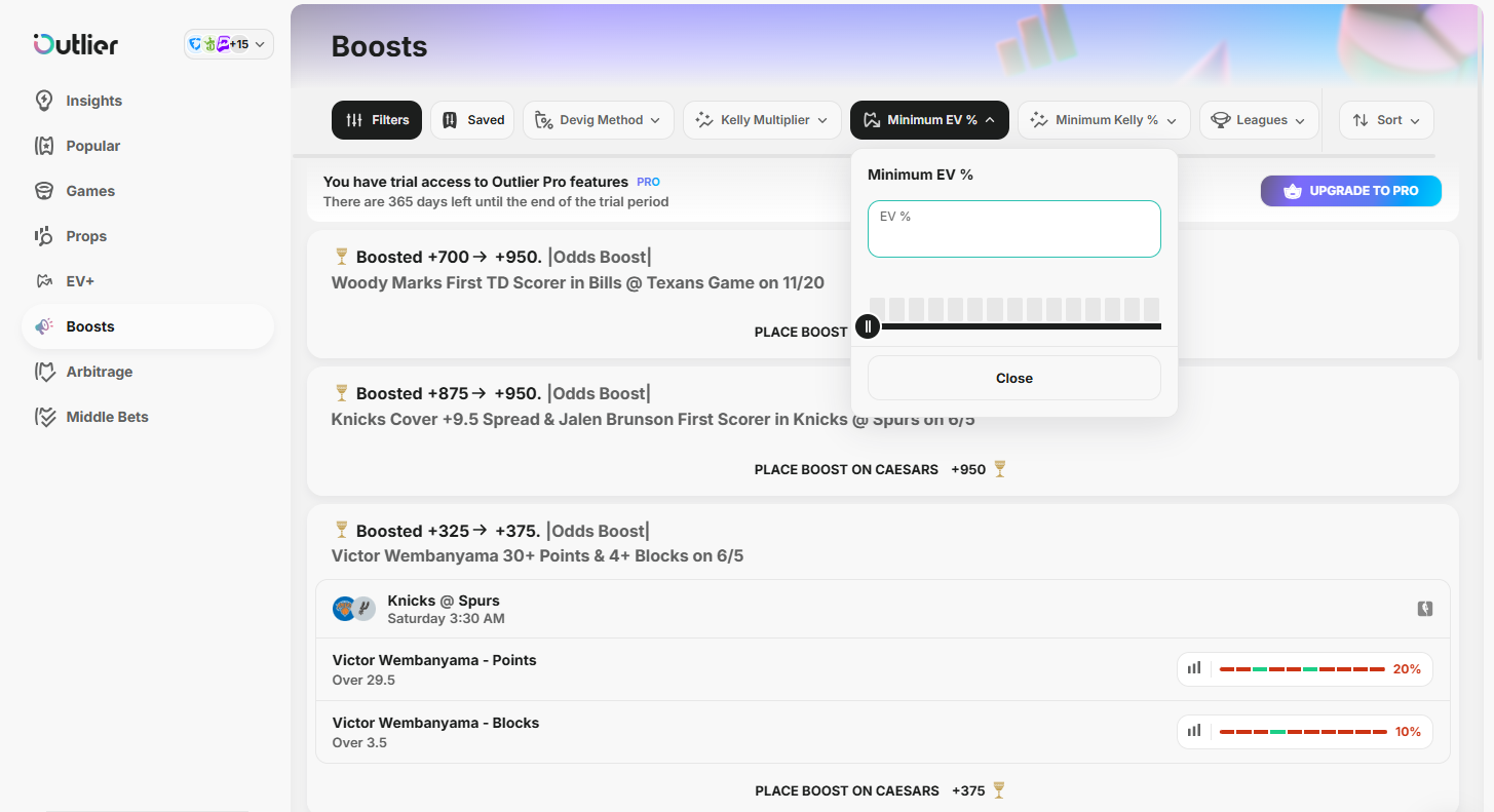Outlier Boost Interface