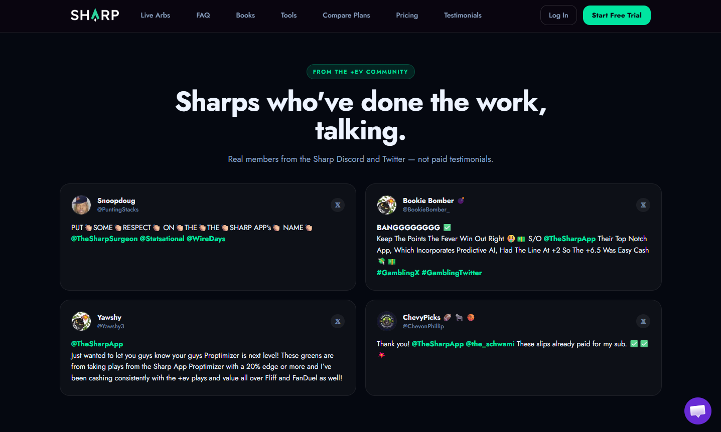 Sharp App vs competitors — OddsJam, Action Network and BetQL comparison